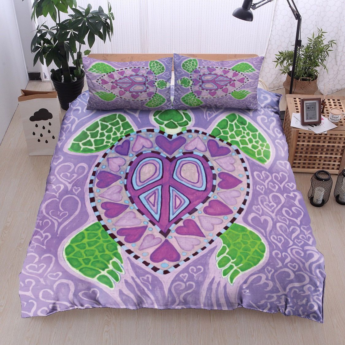 Purple Heart Turtle Bedding Set