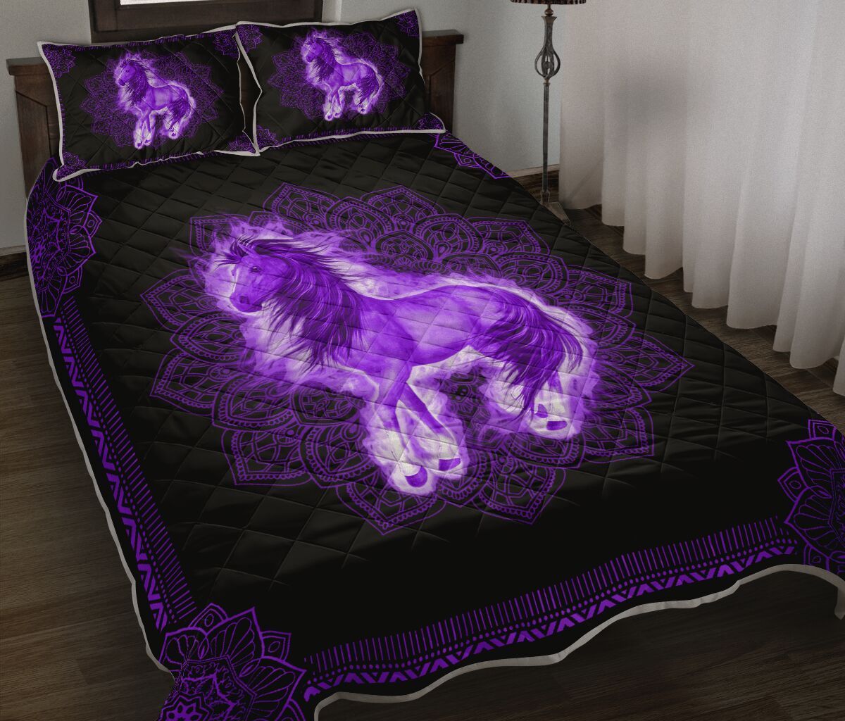 Purple Horse Mandala Bedding Set