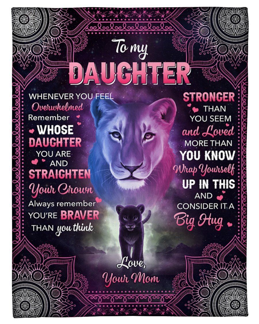 Purple Lion Mom To Daughter Loved More Than You Know Fleece Blanket Fleece Blanket