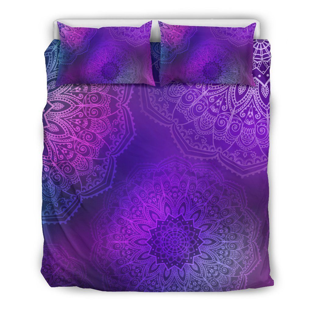 Purple Mandalas Circle Bedding Set