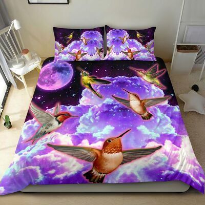 Purple Night Sky Hummingbird Bedding Set