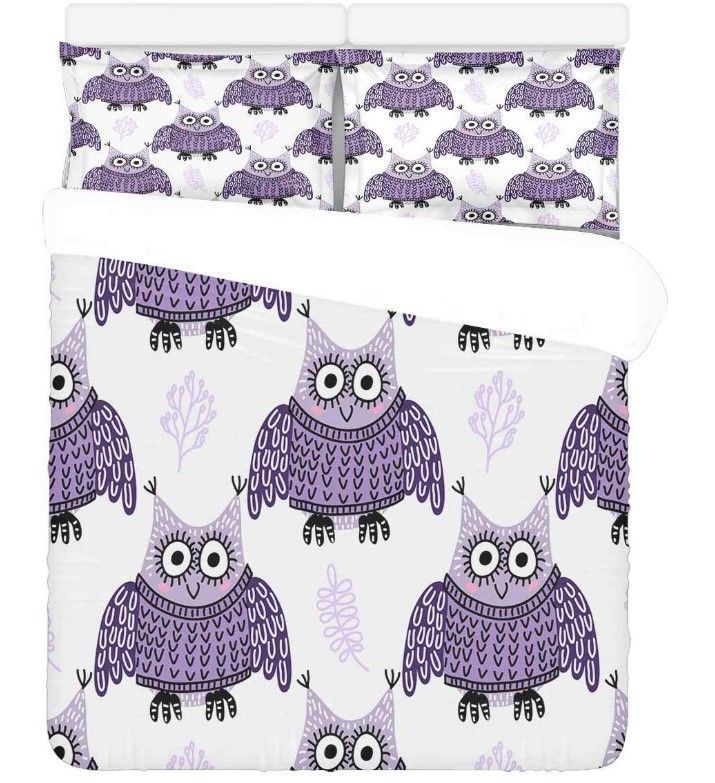 Purple Owl Bedding Set