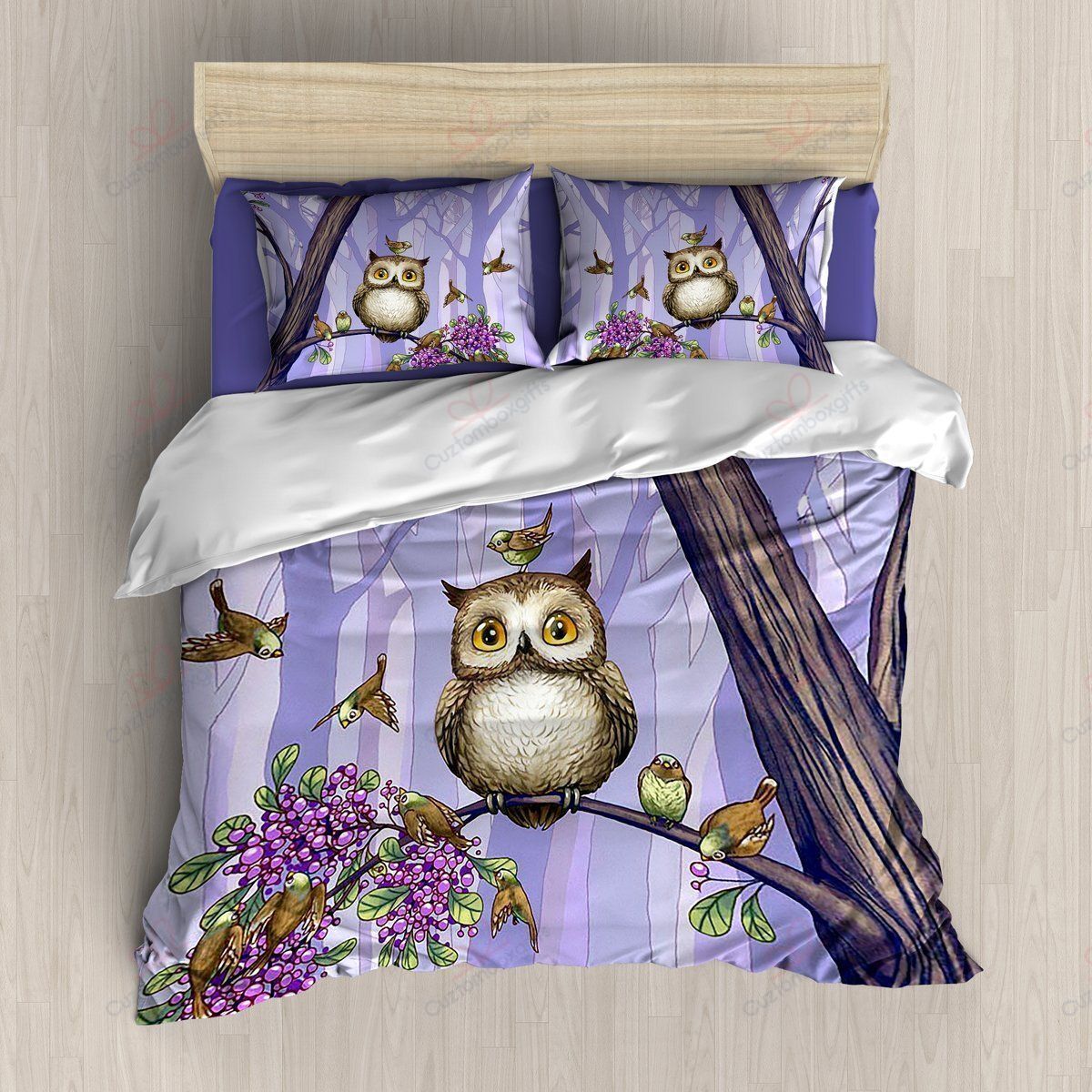 Purple Owl Bedding Set
