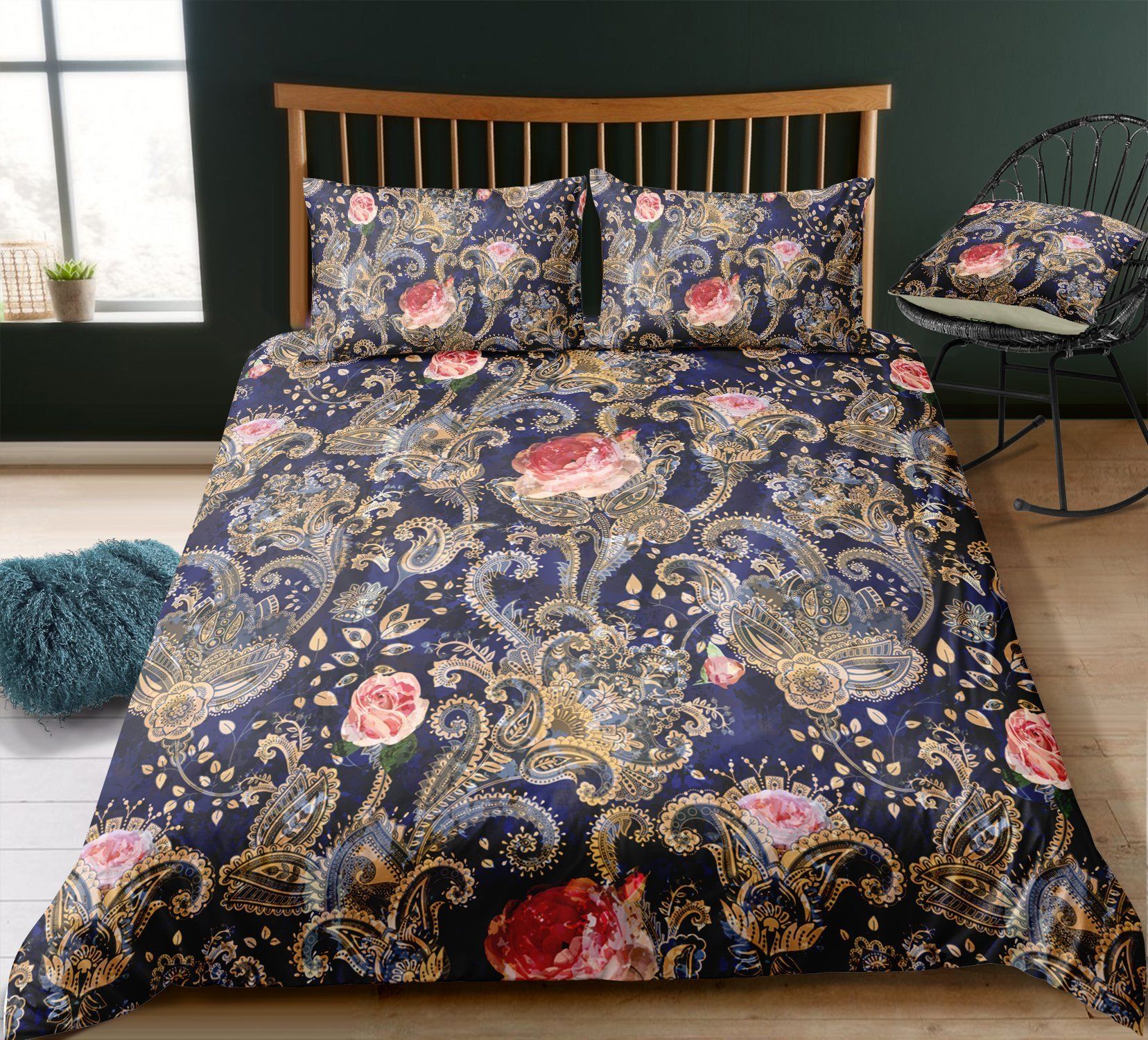 Purple Paisley Pattern Bedding Set