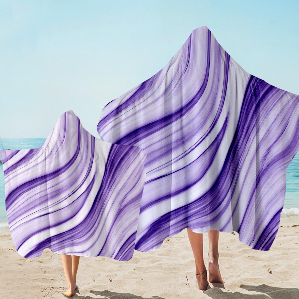 Purple Pfeiffer Beach Liquid Pattern Hooded Towel