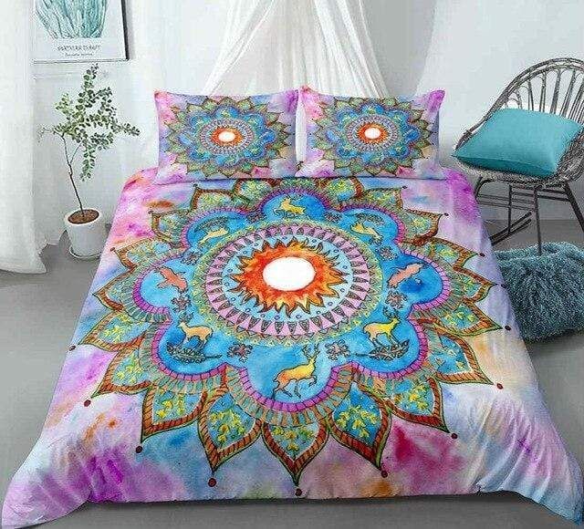Purple Pink Bohemian Deer Bedding Set