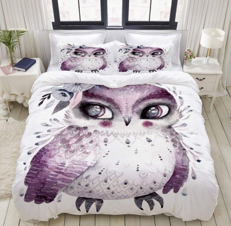 Purple Pink Owl Bedding Set