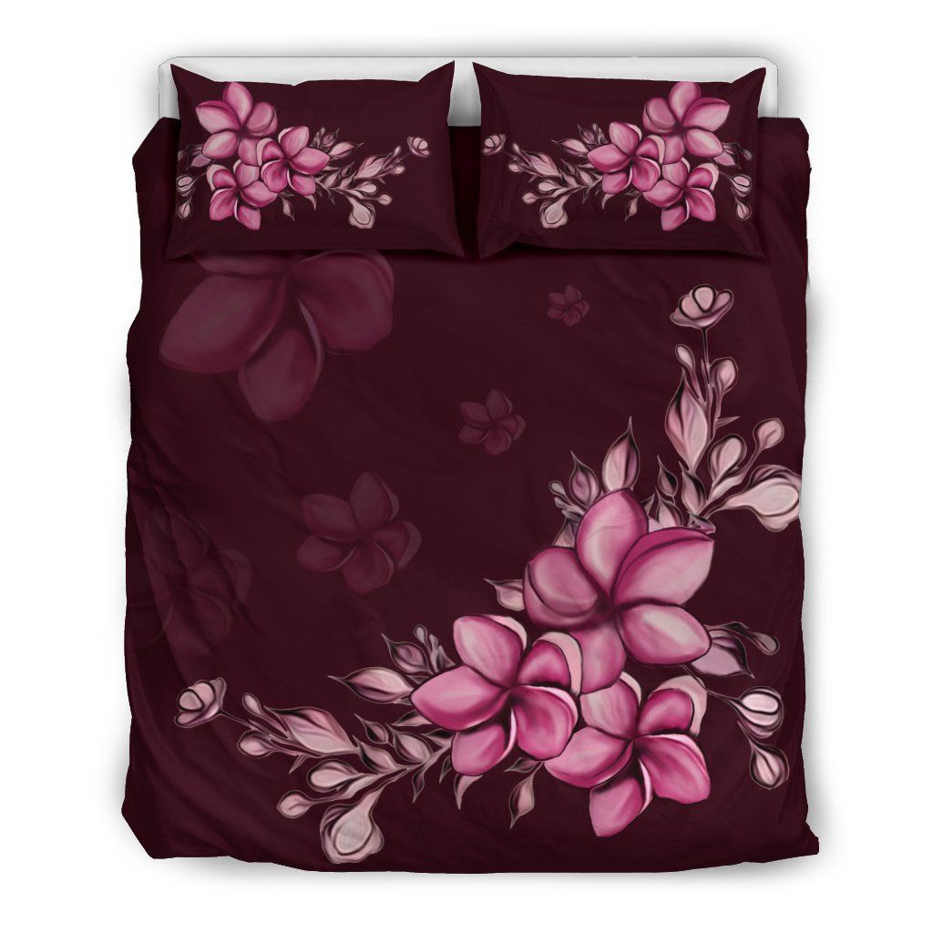 Purple Plumeria Tropical Pattern Bedding Set