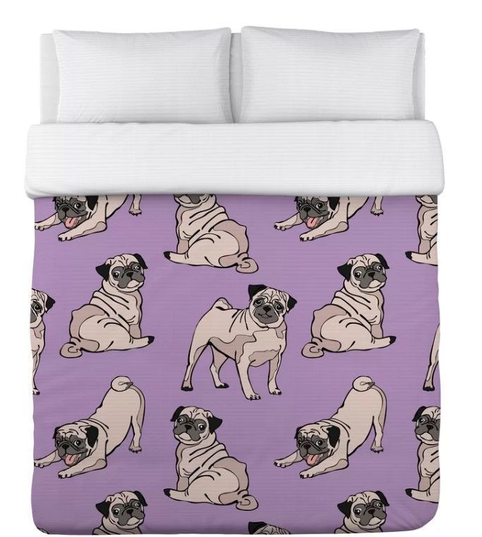 Purple Pug Bedding Set Birdyroom, Pug Twin Bedding Set