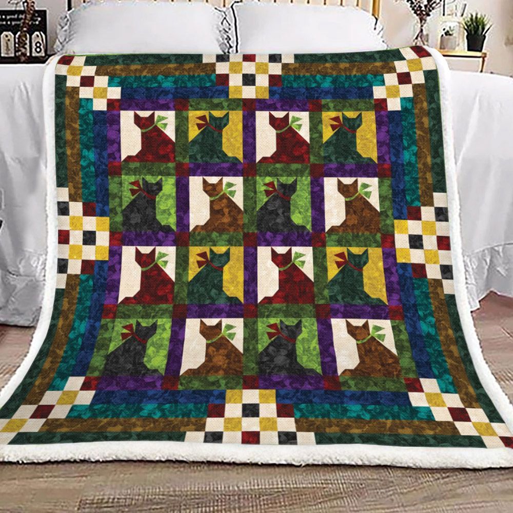 Purple Red Cats Sherpa Fleece Blanket