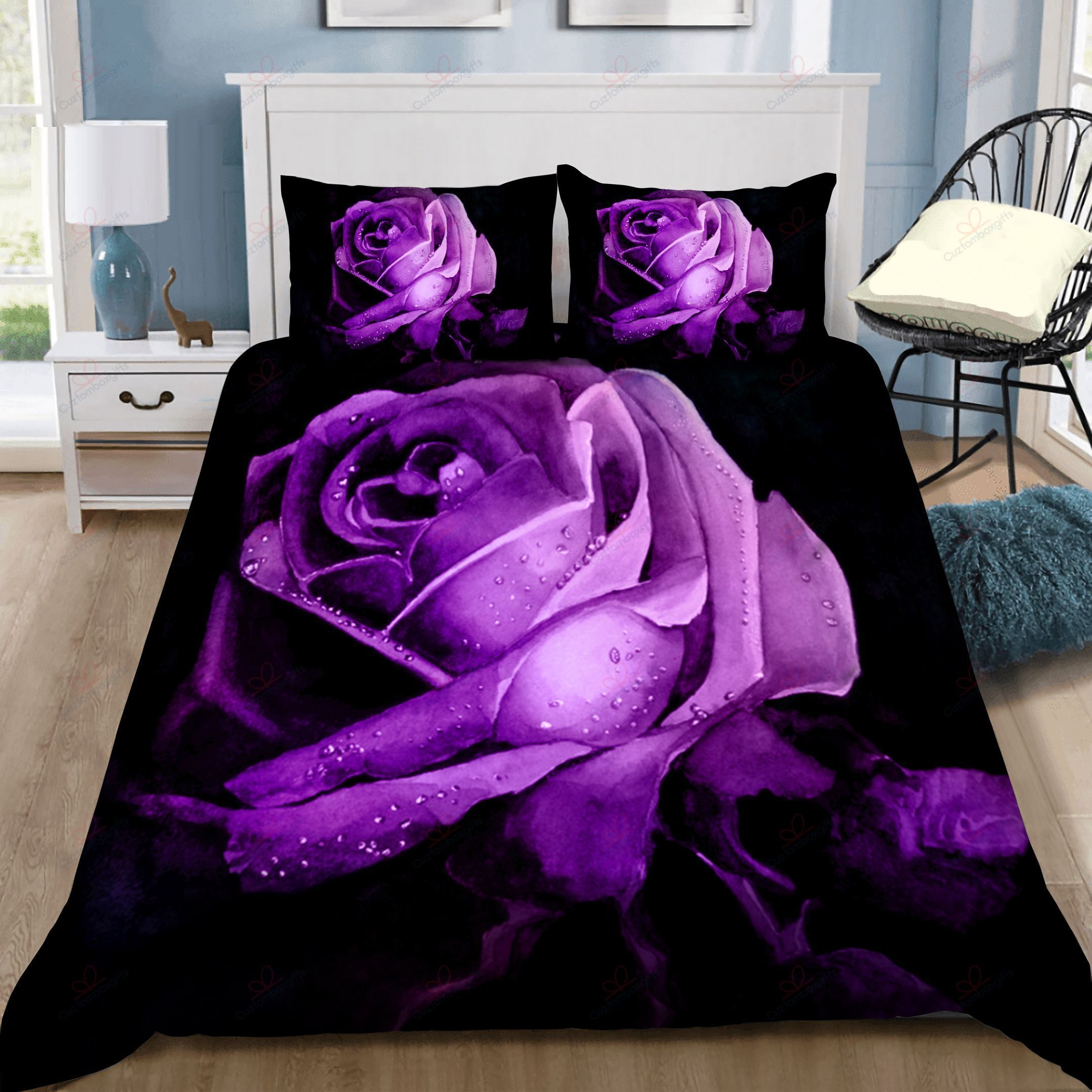 Purple Rose Bedding Set