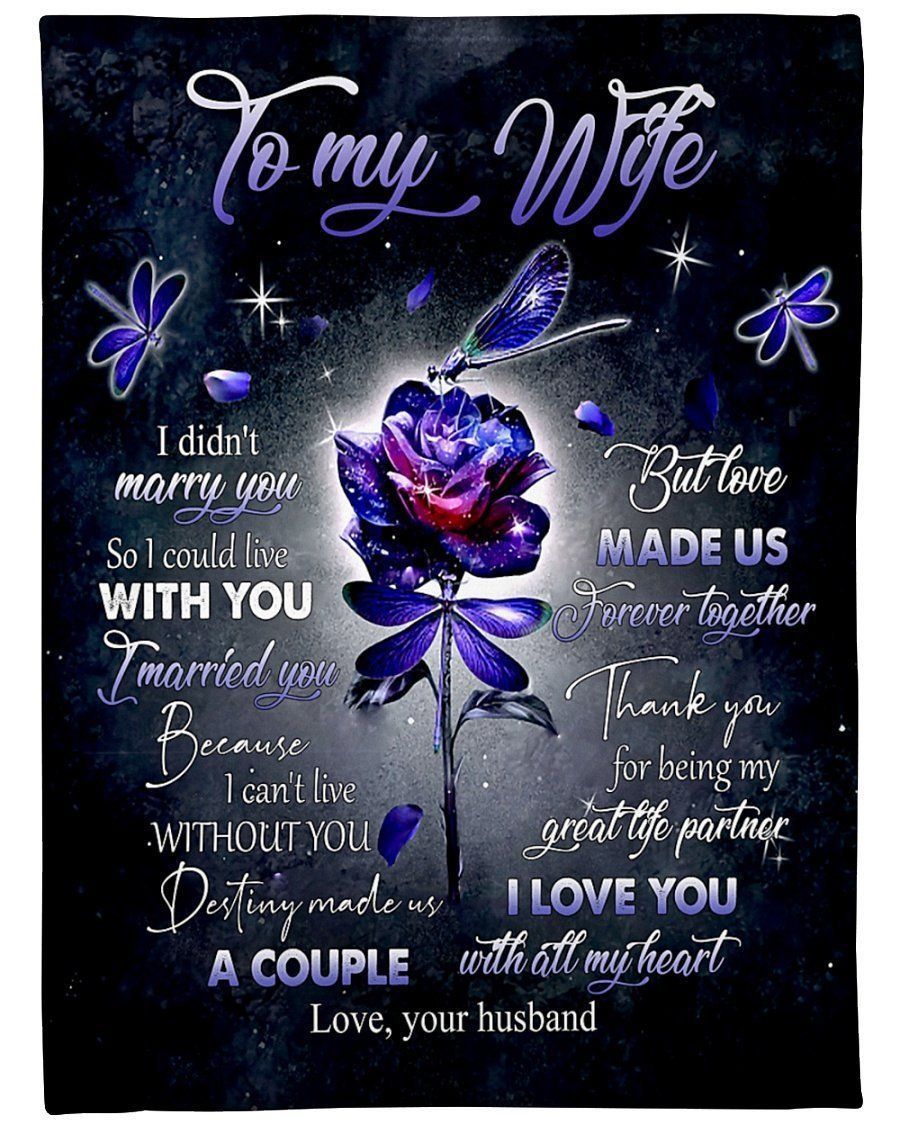 Purple Rose To My Wife Thanks For Being My Greatest Partner Fleece Blanket