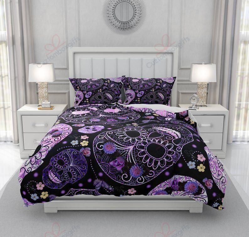 Purple Skull Day Of The Dead Bedding Set