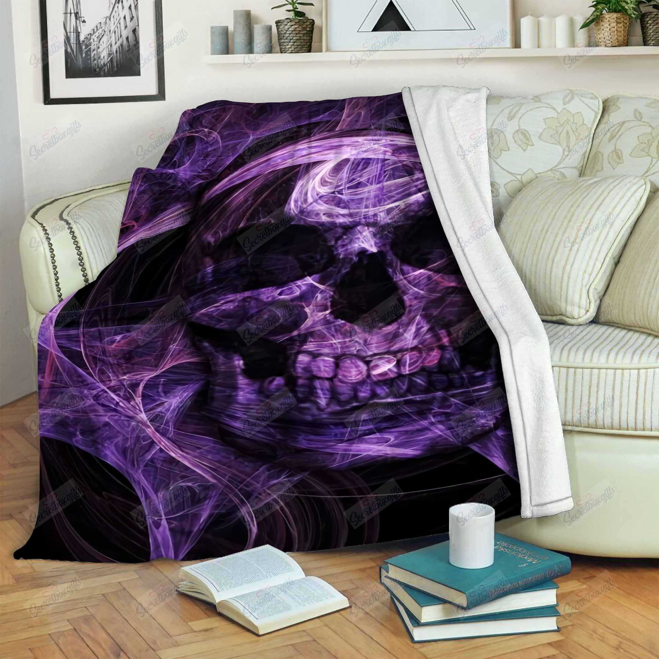 Purple Skull Fleece Blanket