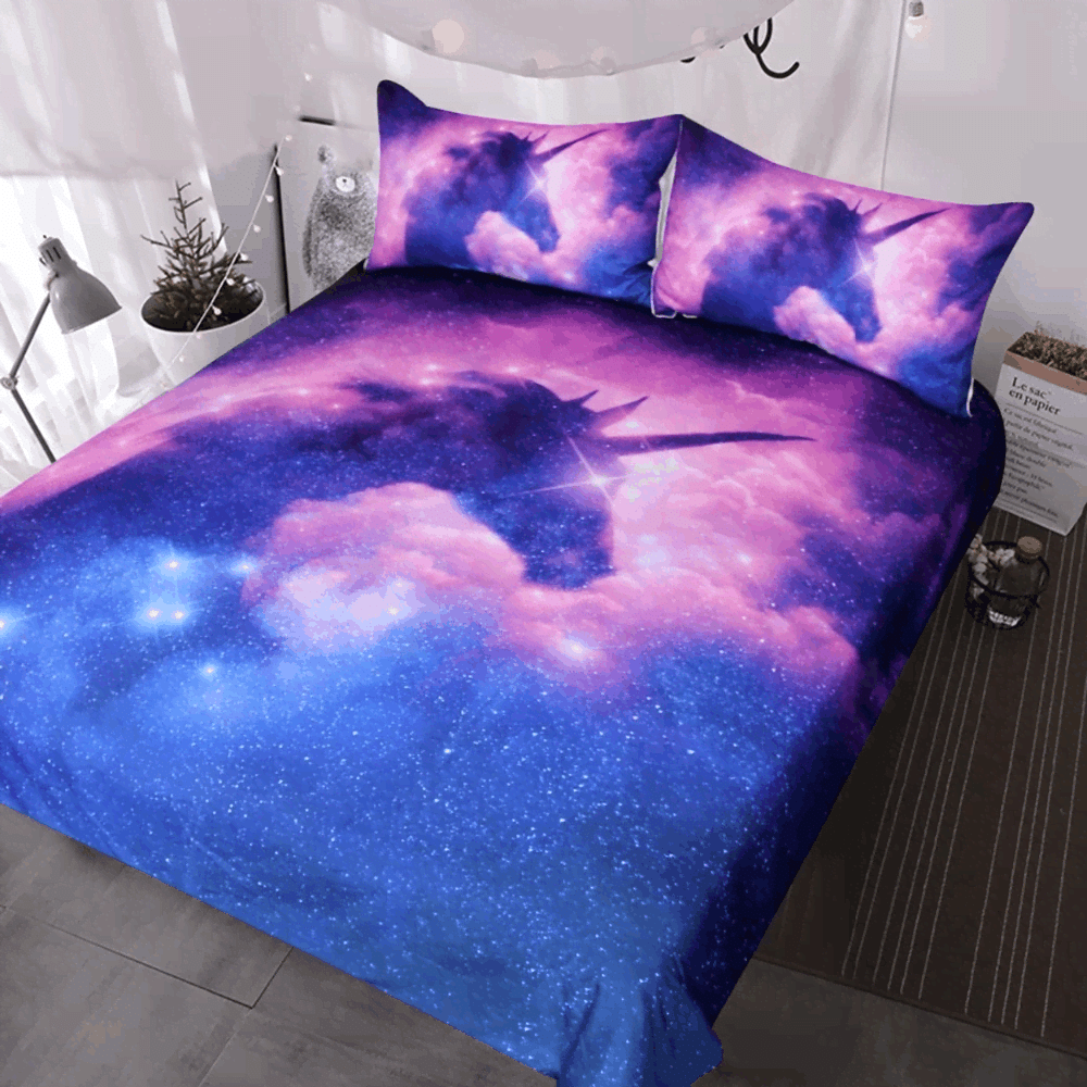 Purple Sparkly Unicorn Bedding Set