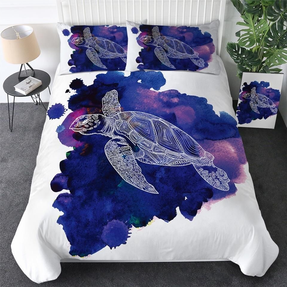 Purple Splash Turtle Bedding Set