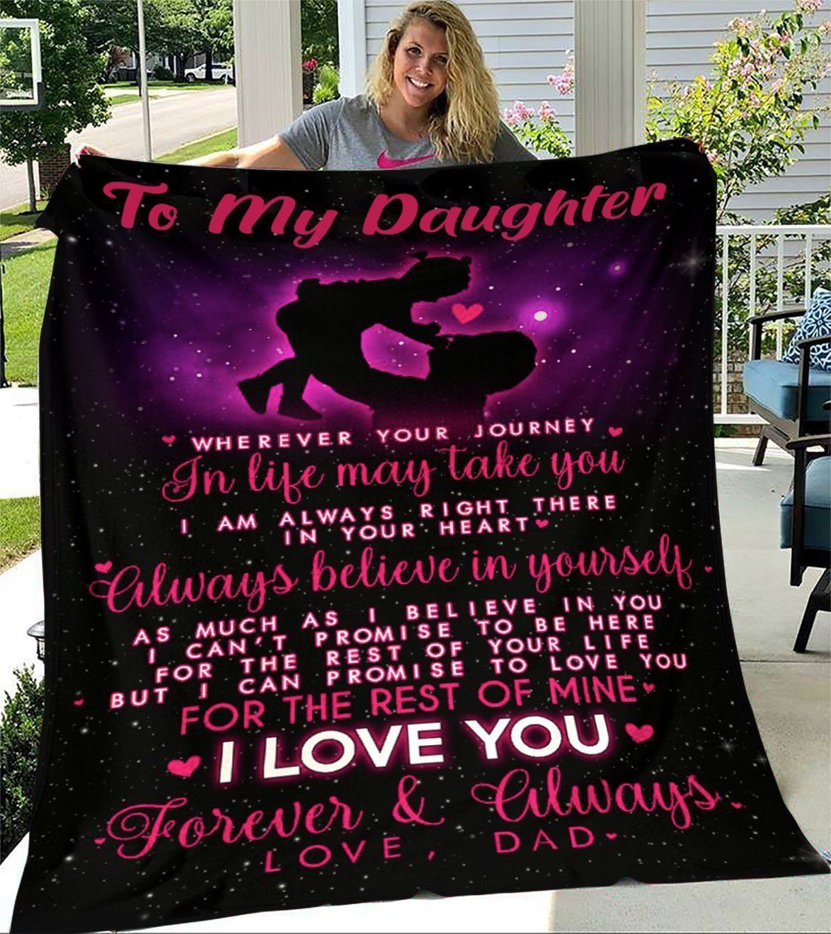 Purple Stars Always Believe In Yourself Dad Gift For Daughter Fleece Blanket