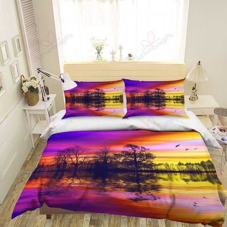 Purple Sunset Printed Bedding Set