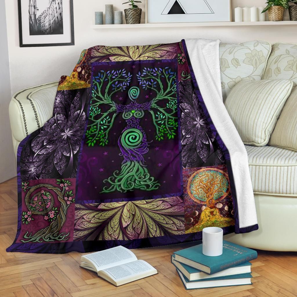 Purple Tree Of Life For Nature Lovers Printed Fleece Blanket