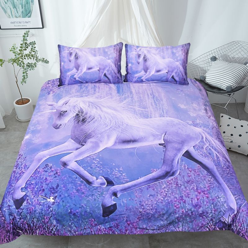 Purple Unicorn 3D Bedding Set