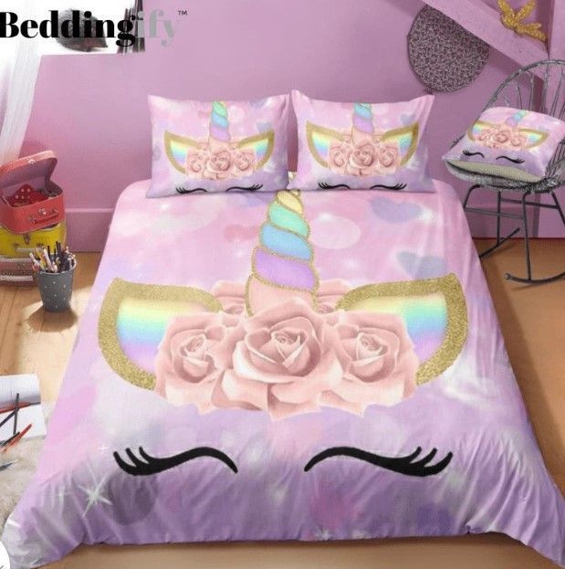 Purple Unicorn Lash Bedding Set