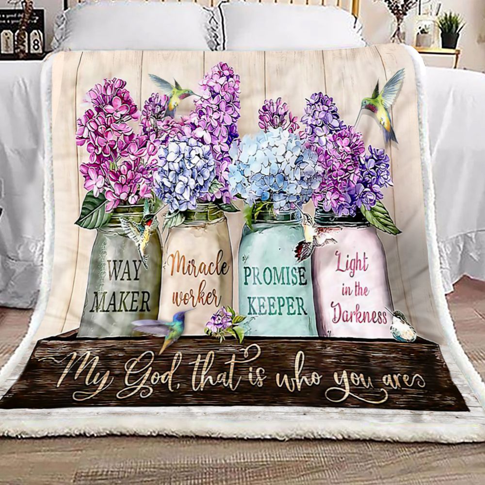 Purple Way Maker Flowers Fleece Blanket