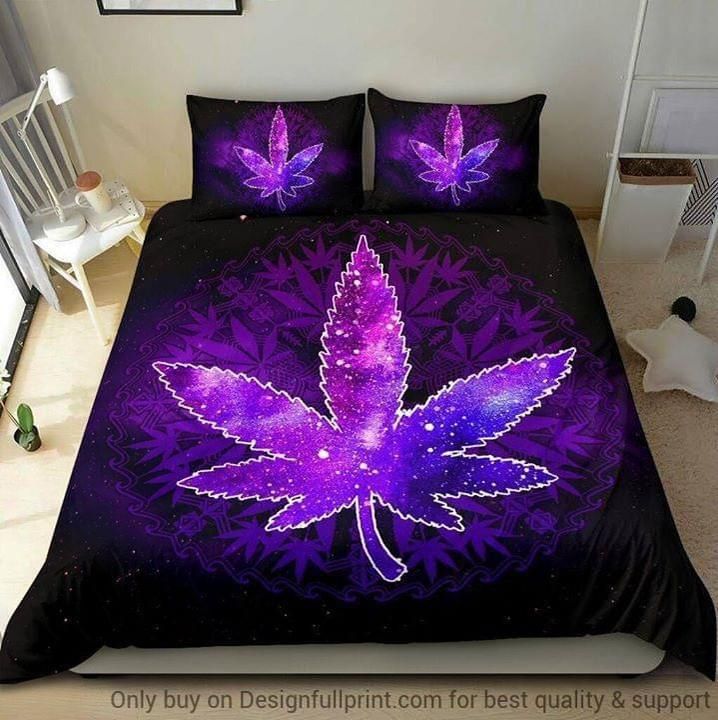 Purple Weed Cannabis Printed Bedding Set