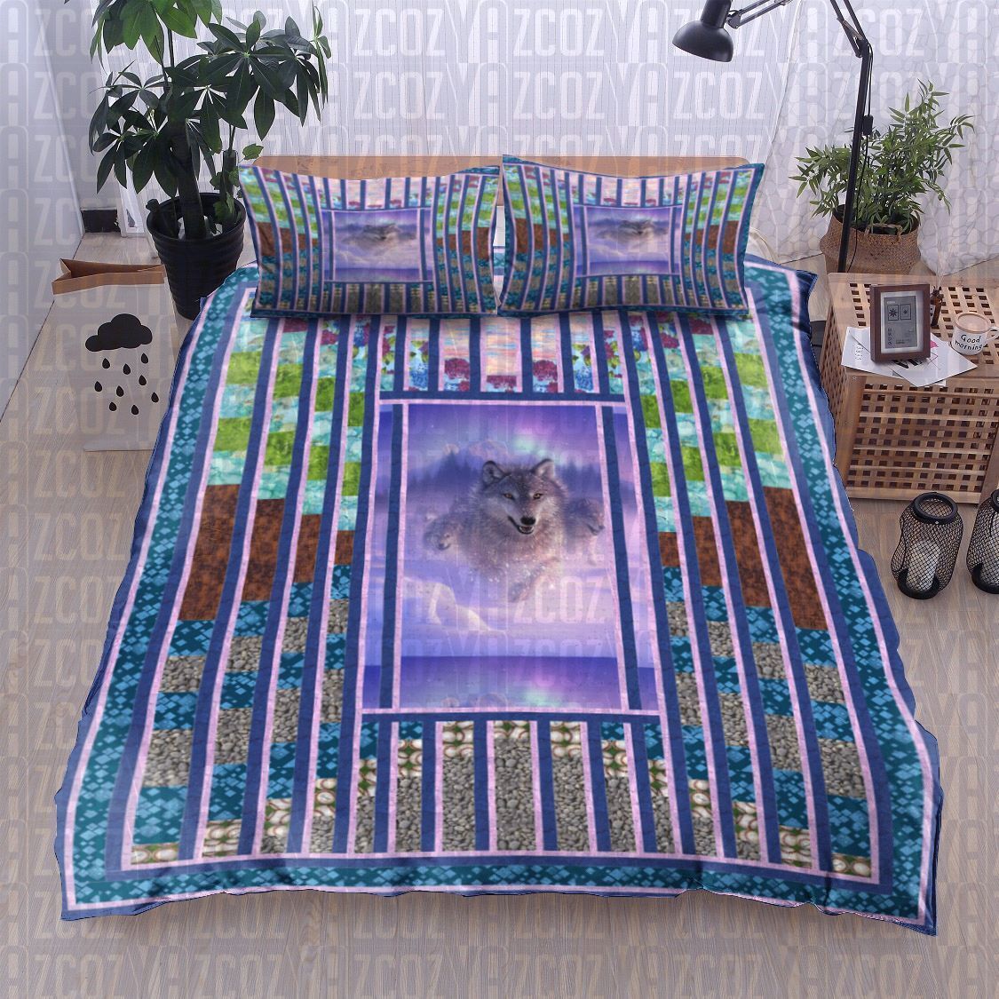 Purple Wolf Bedding Set