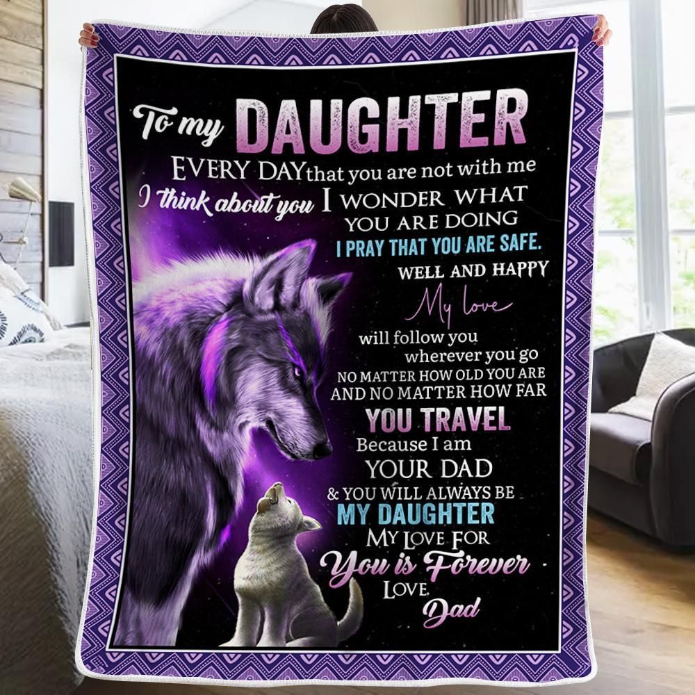 Purple Wolf Dad Gift For Daughter My Love For You Is Forever Fleece Blanket