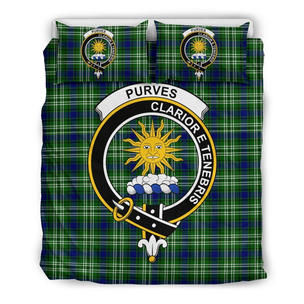 Purves Tweedside Clan Badge Tartan Bedding Set