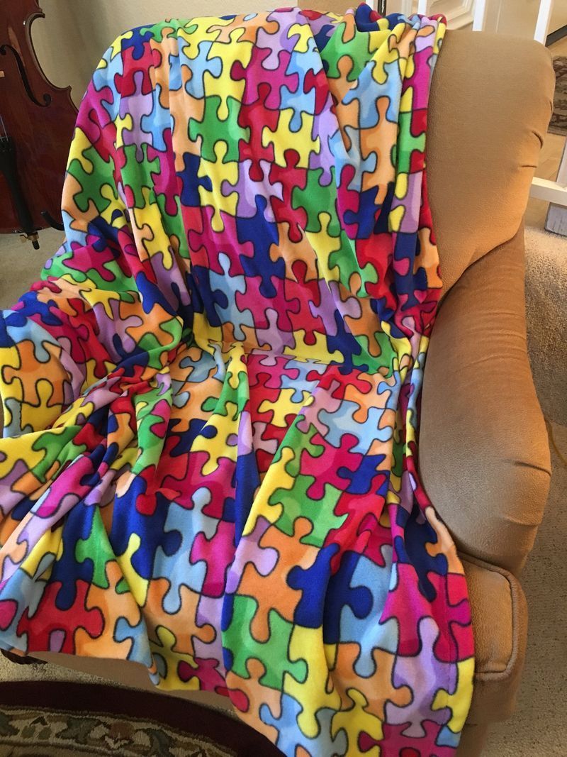 Puzzle Autism Sherpa Fleece Blanket