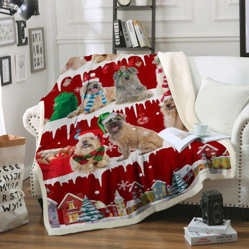 Pyrenean Shepherd Snow Christmas Sherpa Fleece Blanket