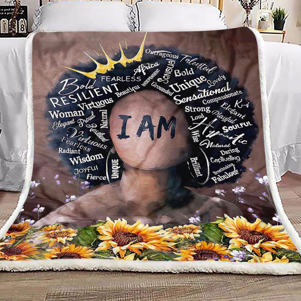 Queen African Sunflower Fleece Blanket