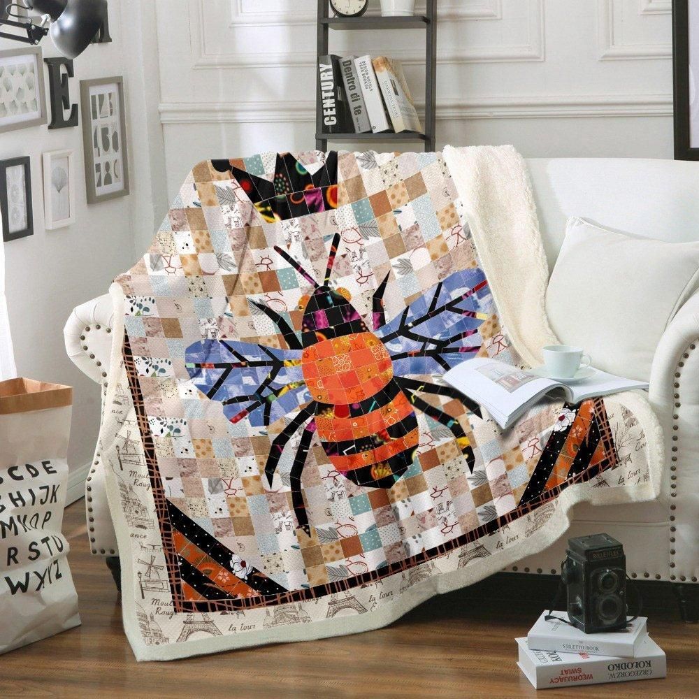 Queen Bee Sherpa Fleece Blanket