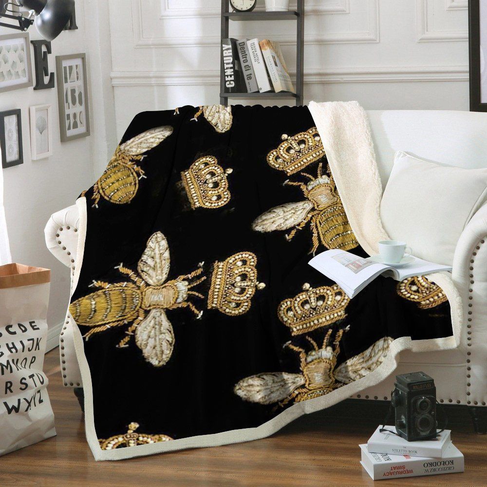 Queen Bee Sherpa Fleece Blanket