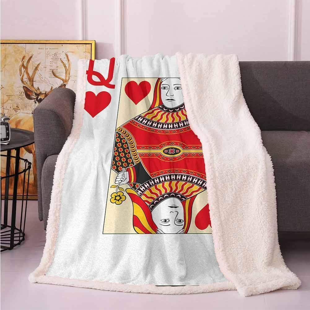 Queen Of Hearts Playing Card Sherpa Fleece Blanket