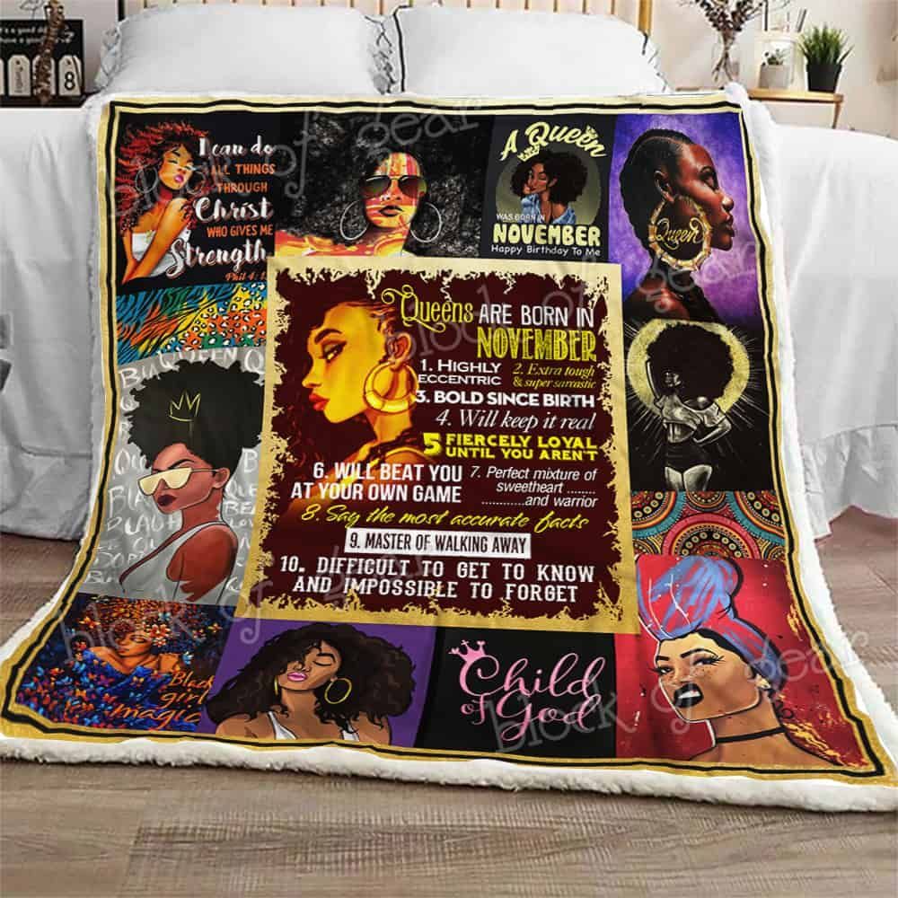 Queens Are Born In November Fleece Blanket