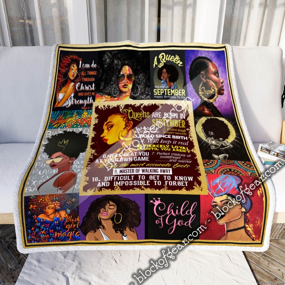 Queens Are Born In September Sherpa Fleece Blanket