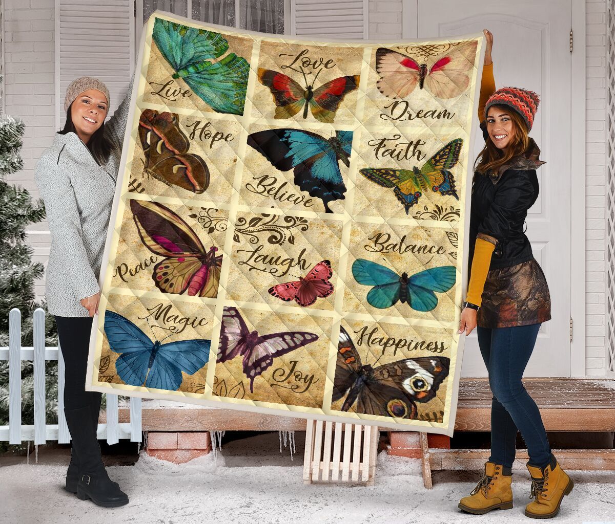 Quilt Blanket Butterfly Live Love Peace Dhc09121206Dd