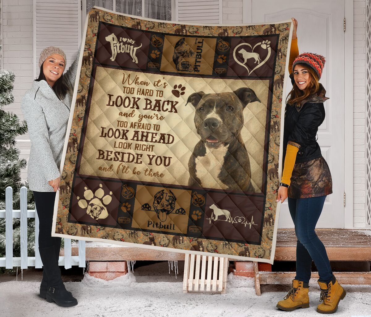 Quilt Blanket Dogs American Pit Bull Terrier Beside You Dhc09121277Dd