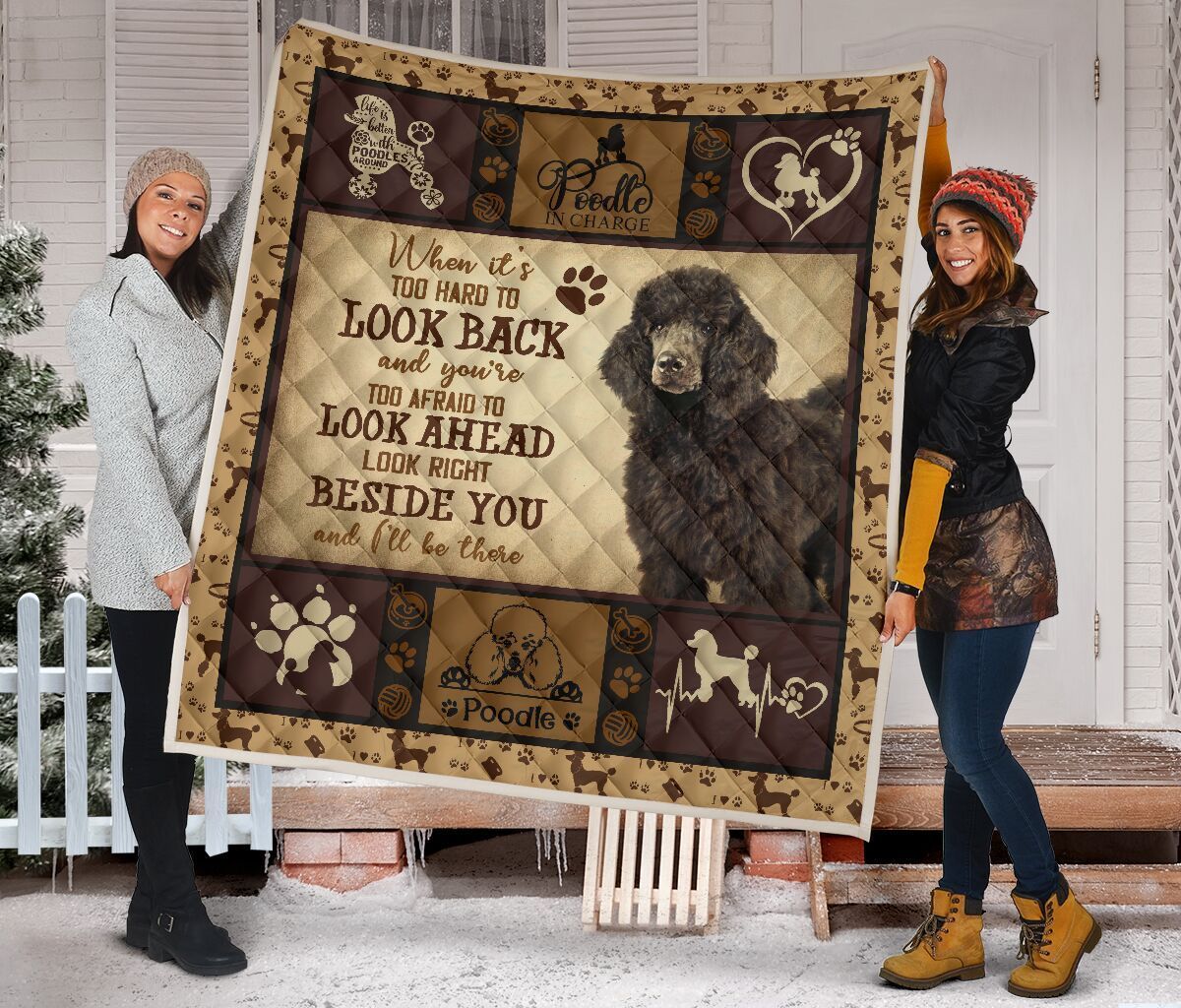 Quilt Blanket Dogs Black Poodle Beside You Dhc09121228Dd