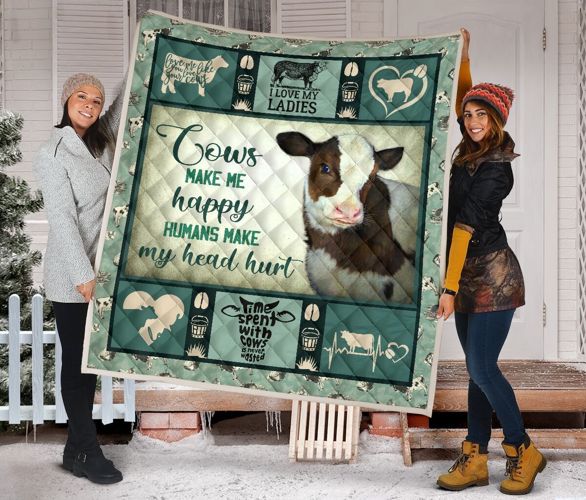 Quilt Blanket Dogs Cow Make Me Aqua Agreen Dhc09121274Dd