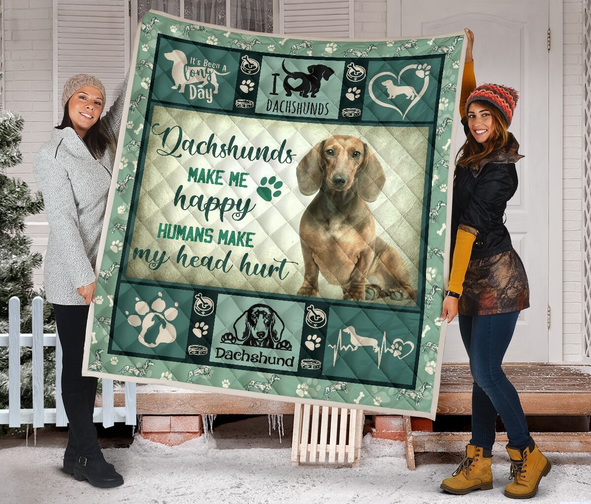 Quilt Blanket Dogs Dachshunds Make Me Happy Dhc09121281Dd