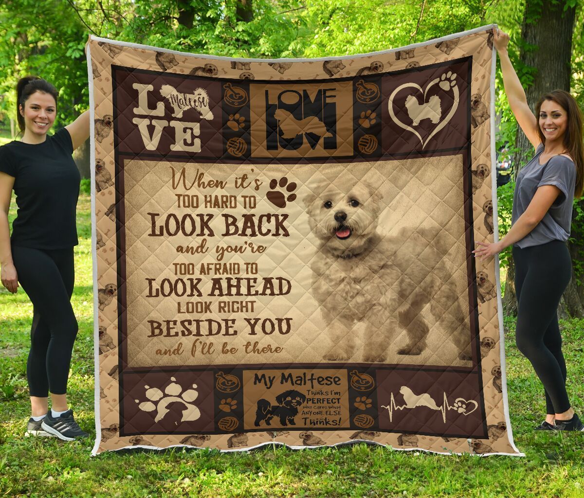 Quilt Blanket Dogs Maltese Beside You Dhc09121226Dd