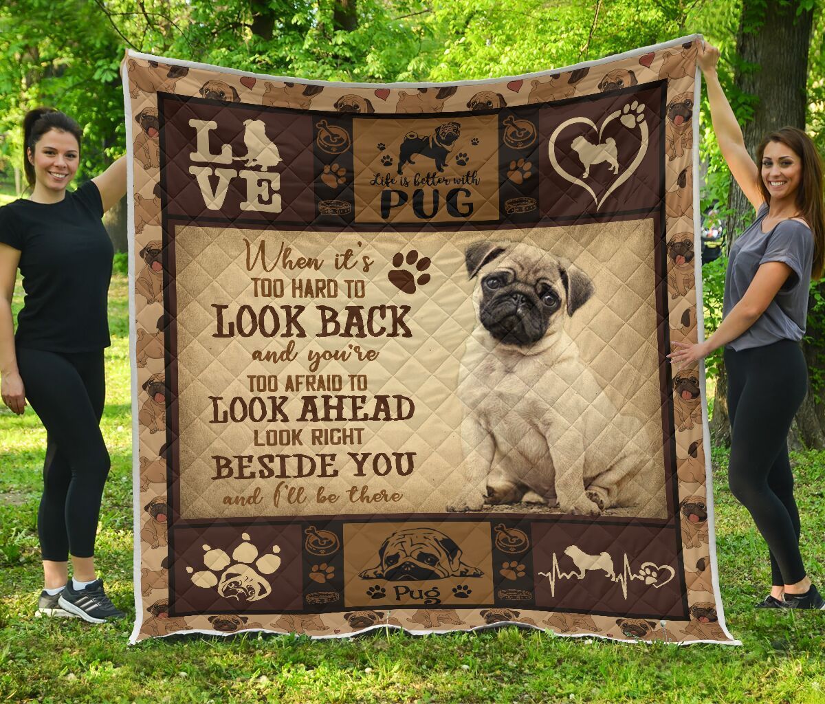 Quilt Blanket Dogs Pug Beside You Dhc09121266Dd
