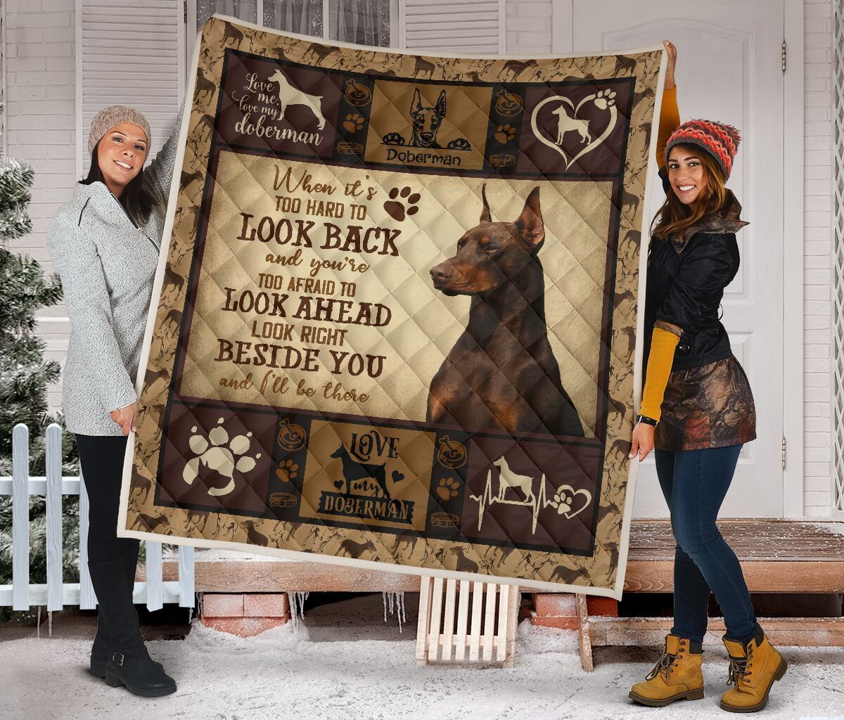 Quilt Blanket Dogs Red Doberman Beside You Dhc09121271Dd