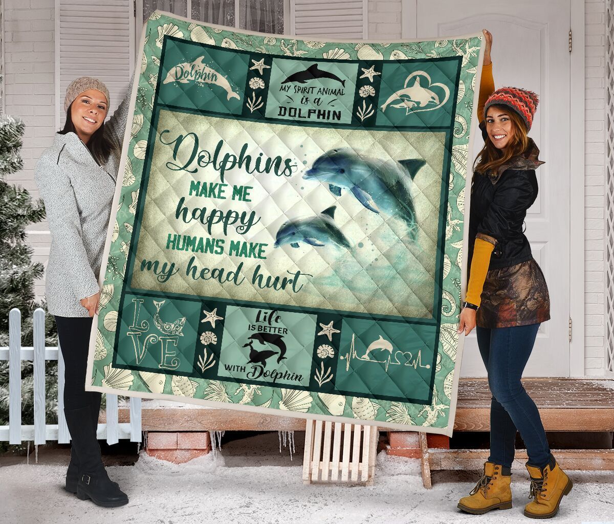 Quilt Blanket Dolphins Dolphins Make Me Happy Dhc09121278Dd