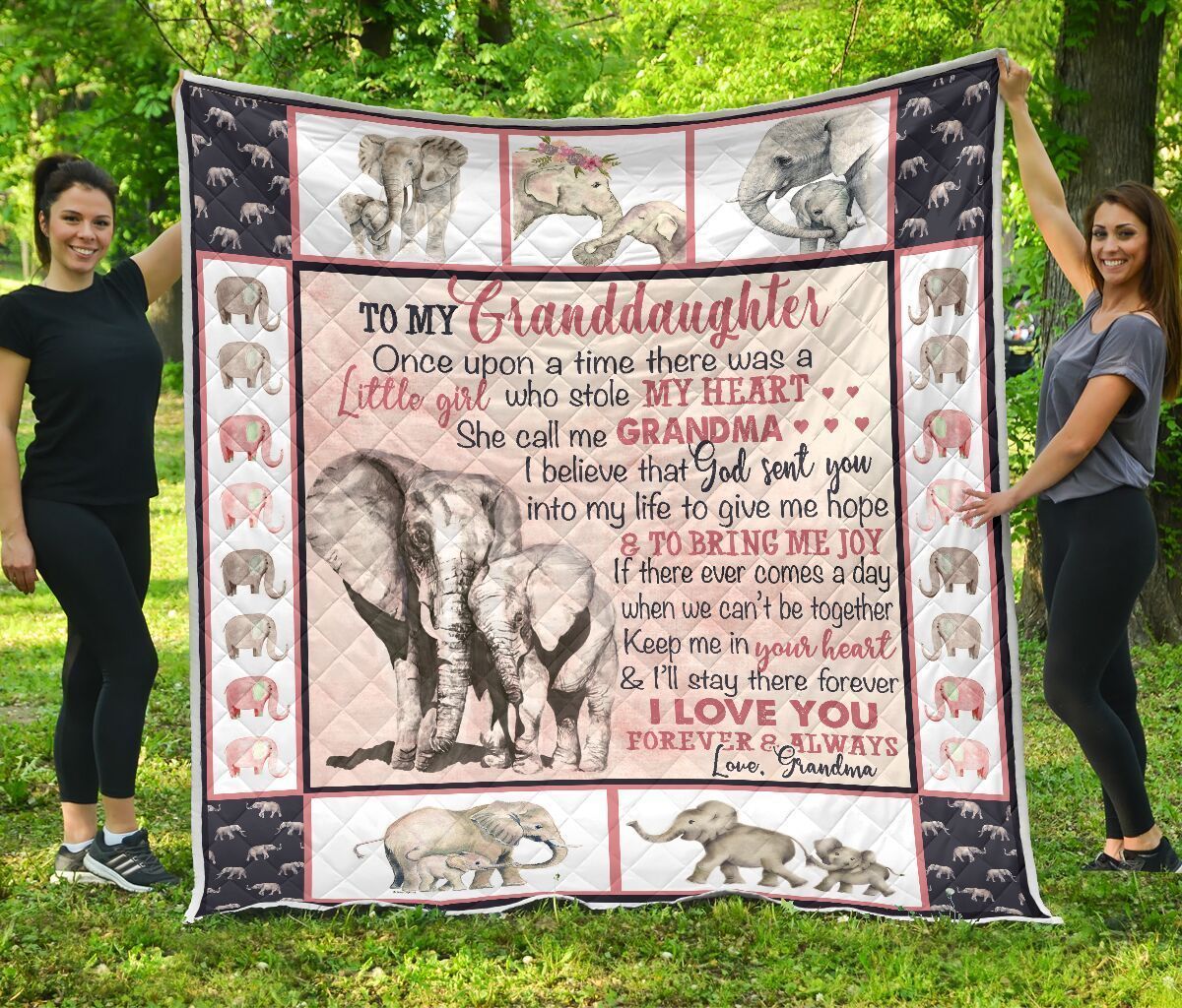 Quilt Blanket Elephants To My Granddaughter Dhc09121286Dd