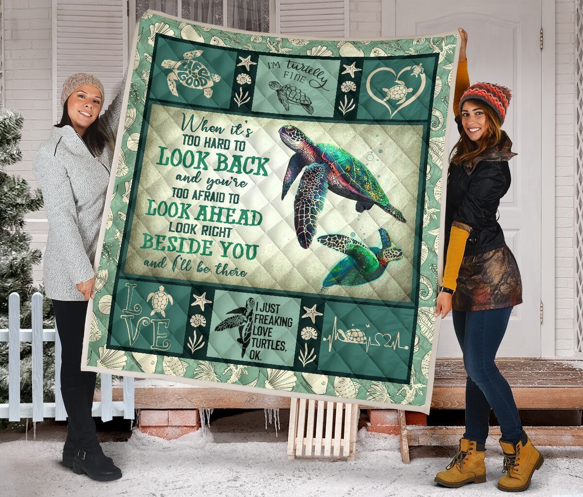 Quilt Blanket Turtles Turtles Beside You Aqua Dhc09121260Dd