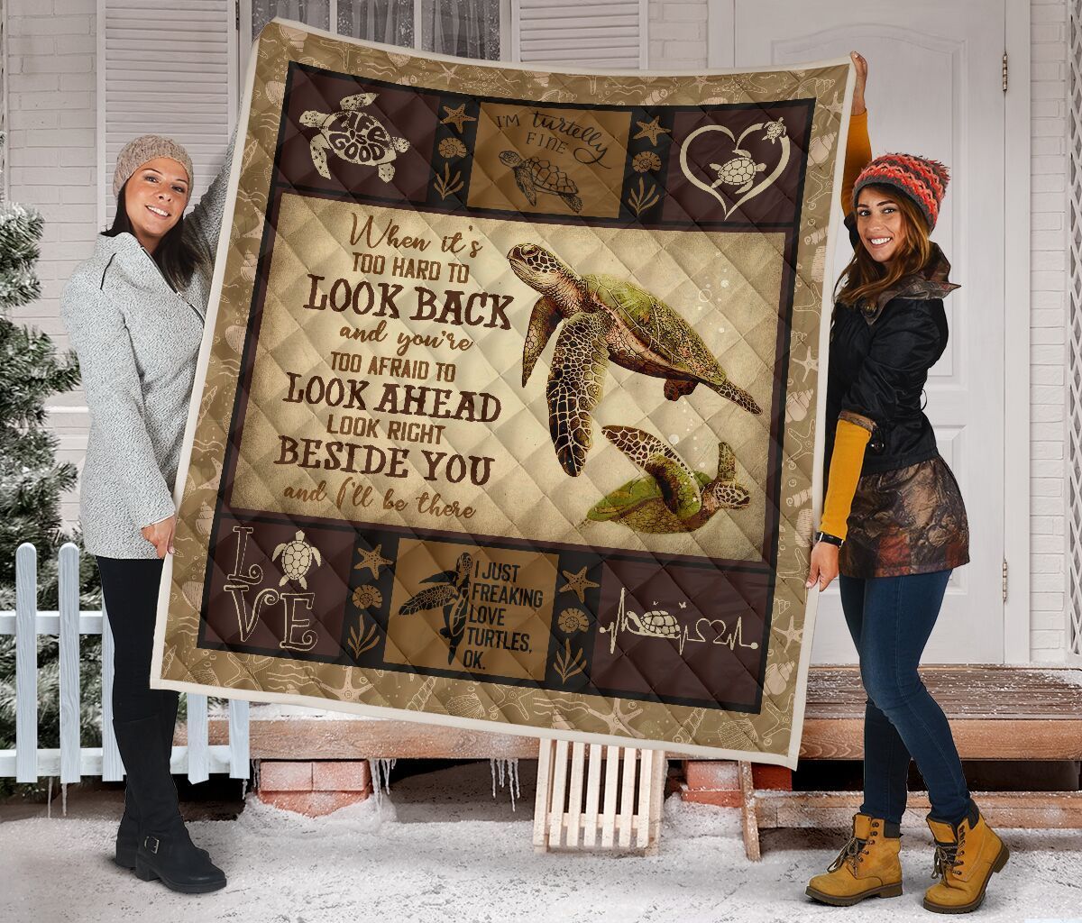 Quilt Blanket Turtles Turtles Beside You Brown Dhc09121261Dd
